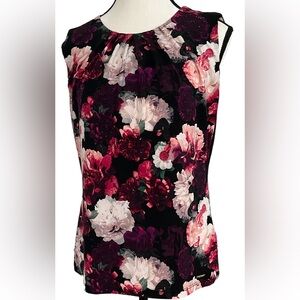 CALVIN KLEIN Floral Sleeveless Top - Black and Pink | S/M